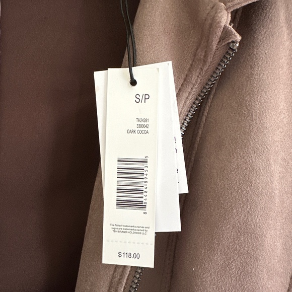 NWT, Tahari Suede Jacket, Dark Cocoa/Brown, S/P - Picture 4 of 10